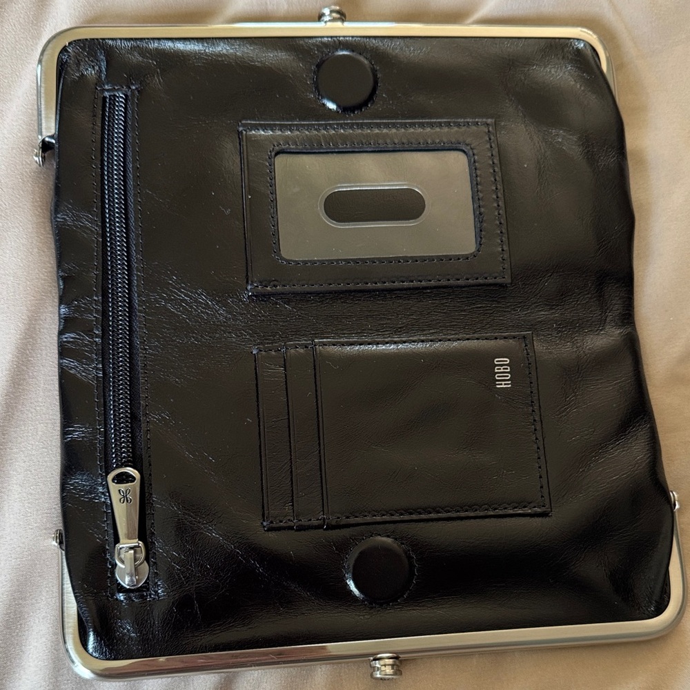 Black Leather Hobo Wallet